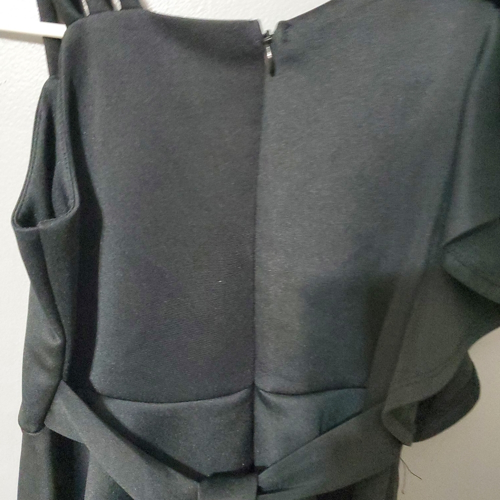 Bonnie Jean Black Imitation One-Shoulder Kids Dress Formal Girl's Size 10 - Picture 3 of 6